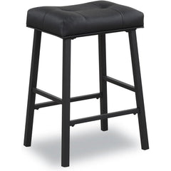 24 inch Bar Stools Counter Height Kitchen Bar Stools Saddle Seat Padding - Black