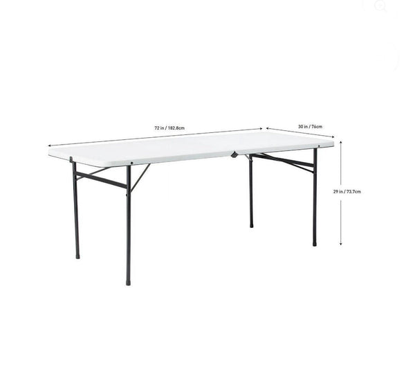 Mainstays 6 Foot Bi-Fold Plastic Folding Table, White