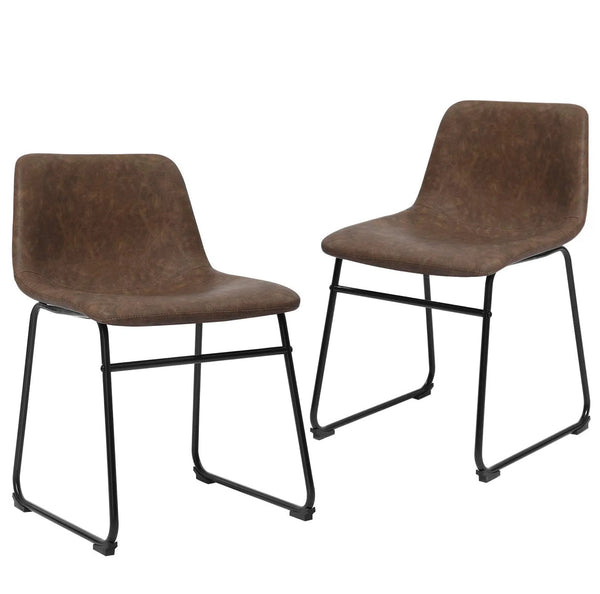 SONGMICS Set of 2 Dining Chairs w/ Backrest Metal Legs Wide Seat 18.9 x 21.2 x 29.9 Inches - Brown