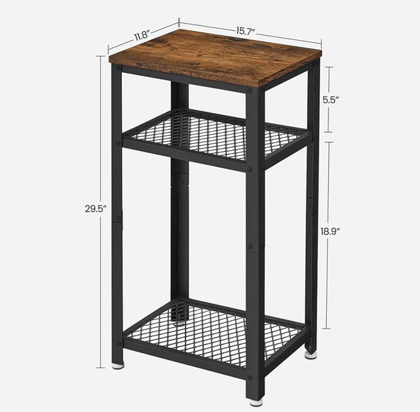 VASAGLE 3-Tier Tall Side Table with 2 Mesh Storage Shelves