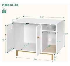 Cat Litter Box Enclosure Hidden Litter Box Furniture Indoor Cat House with Storage Shelf - White