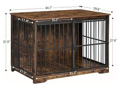 Dog Crate Double Door with Barn Door Dog Kennel Indoor End Side Table - Brown ***top dent - open box***