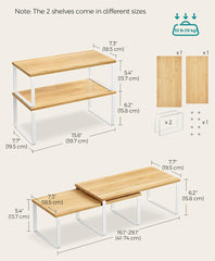 SONGMICS 15.6" Cabinet Organizer Shelf Spice Rack Kitchen Storage Set of 2 - Natural Beige