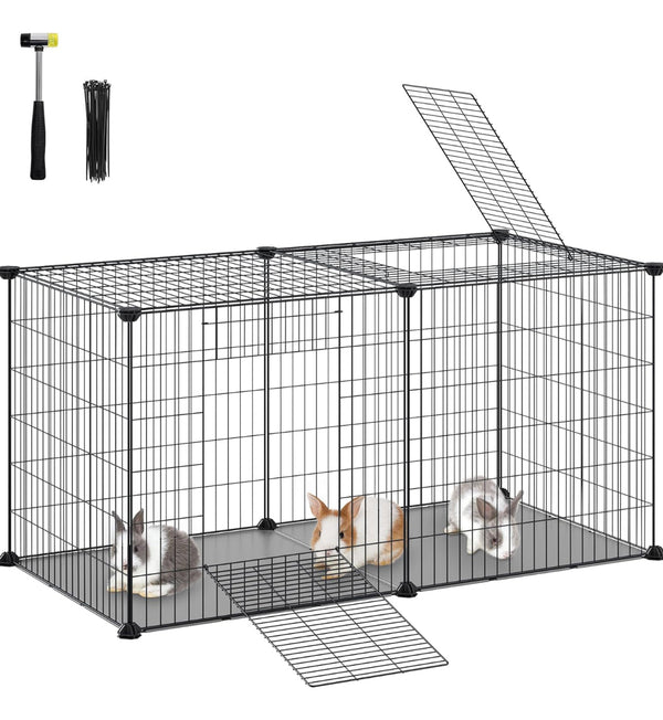 SONGMICS Small Animal Cage Hamster Cage for Pets XL Playpen Run with Roof and Floor Doors 40" x 20" x 20"