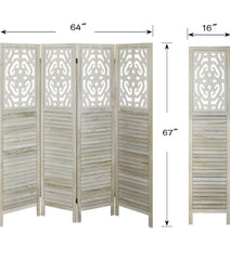 4 Panel Wood Room Divider Wood Carved Partition #5 ( 15.7"L x 1"W x 67"H each panel )