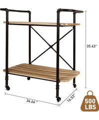 Industrial Kitchen Serving Cart 2 Tier Modern Mobile Serving Cart with Wheels and Handle