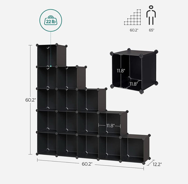 SONGMICS 16 Cube Storage Organizer Black