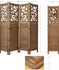 4 Panel Dark Brown Room Divider Wood Carved Partition ( 15.7"L x 1"W x 67"H)