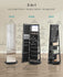 SONGMICS 6 LEDs Mirror Jewelry Cabinet Organizer 360° Lockable Frameless Full-Length w/ Storage - Black