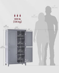 VASAGLE Bathroom Floor Storage Cabinet w/ 4 Doors - Dove Gray