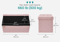 SONGMICS 30" Folding Storage Ottoman Bench - Pink