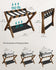 SONGMICS Luggage Rack Folding Suitcase Stand w/ Storage Shelf - Walnut Brown