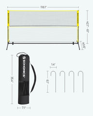 SONGMICS 10ft Portable Adjustable Height Net Badminton Tennis Beach Volleyball  - Yellow