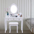 Classic White Makeup Vanity Set w/ Silver Decor ( chair included )