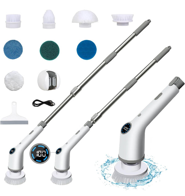 Electric Spin Scrubber Shower Scrubber with 9 Replacement Head  Adjustable Speeds and Adjustable Extension Handle