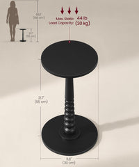 VASAGLE Round Side End Table Accent Nightstand - Black