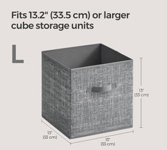SONGMICS 13" Storage Cubes Foldable Non-Woven Fabric Bins w/ Double Handles Set of 8 - Gray