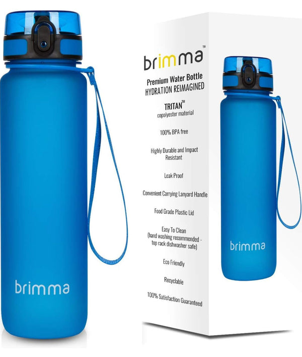 Brimma Premium Sports Water Bottle with Leak Proof Flip Top Lid 50oz - Blue