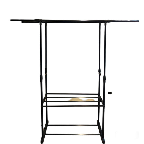 Garment Clothing Rack Orangizer with Extendable Hanging Rod Metal Frame - Black