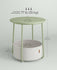 VASAGLE Small Round Side End Table Modern Nightstand with Fabric Basket - Laurel Green/ Cream White