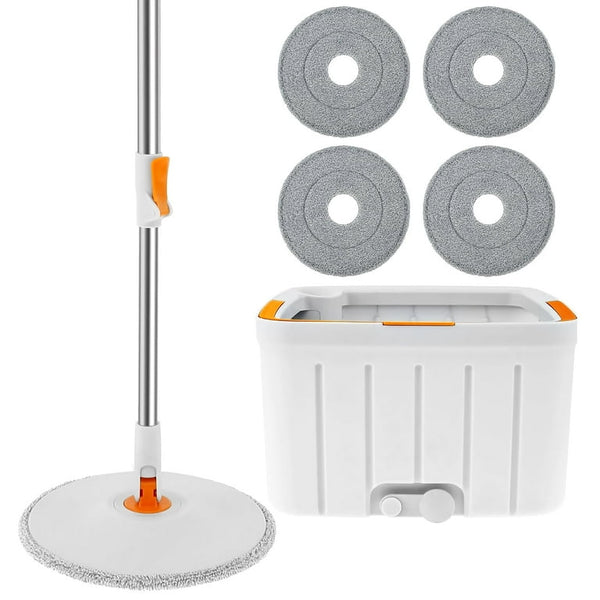 Spin Mop Bucket Set with 4 Microfiber Pad
