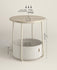 VASAGLE Small Round Side End Table Modern Nightstand with Fabric Basket - Cream White