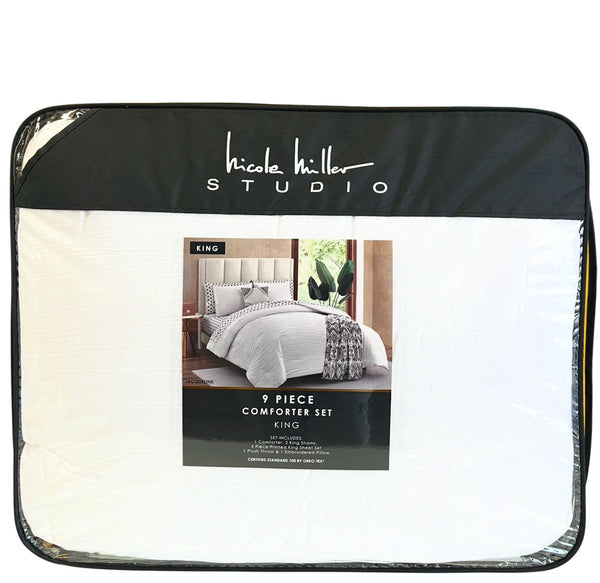 Nicole Miller Studio 9 Piece Comforter Set Queen - White