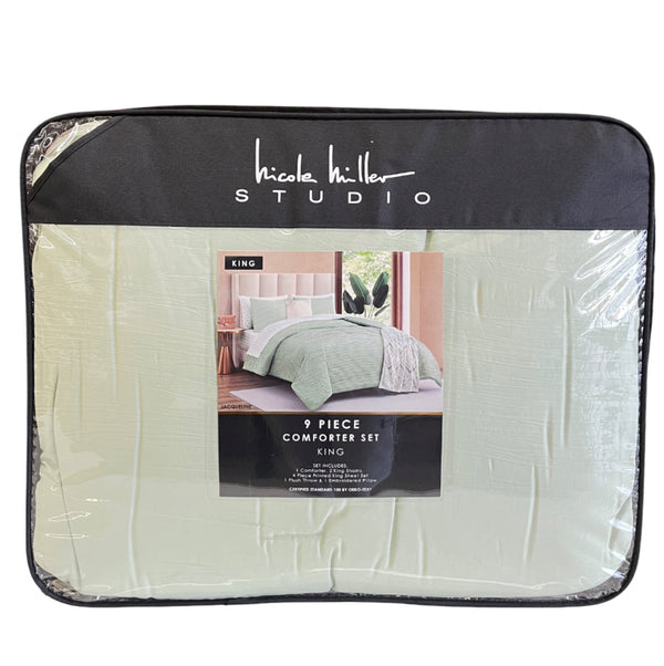 Nicole Miller Studio 9 Piece Comforter Set Queen - Laurel Green