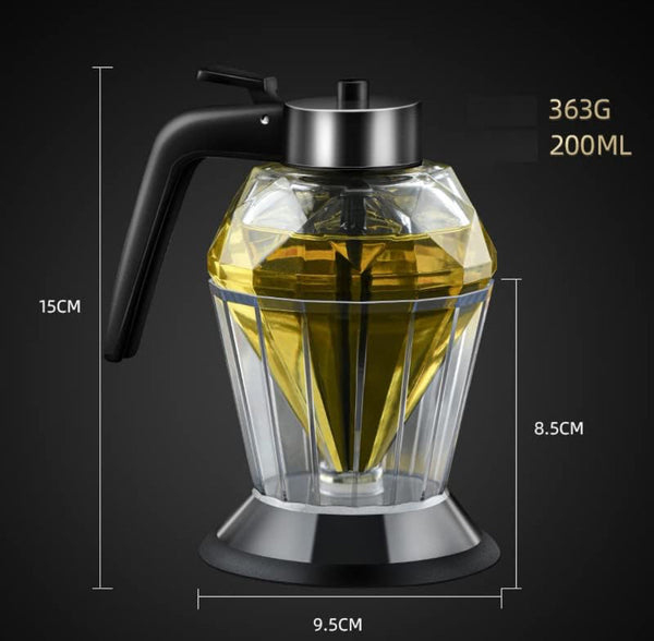 Honey Dispenser Syrup Dispenser with Stand for Syrup 200ml Diamond Glass
