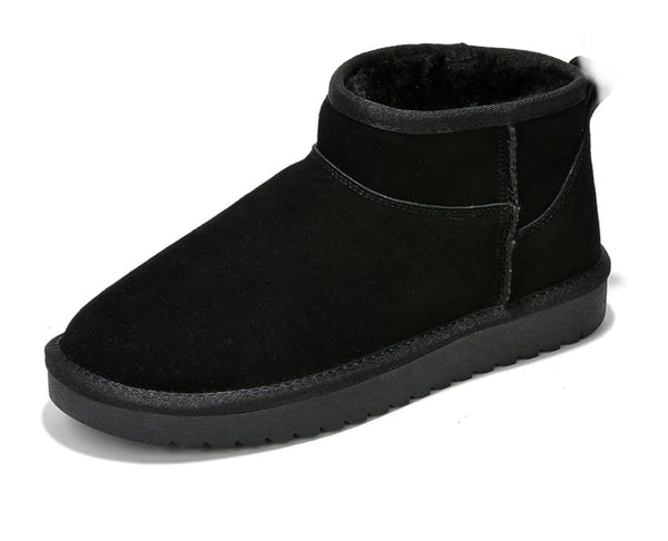 Project Cloud 100% Genuine Suede Snow Boots - Ankle Boots for Women (Hippy) Black - Size 5.5