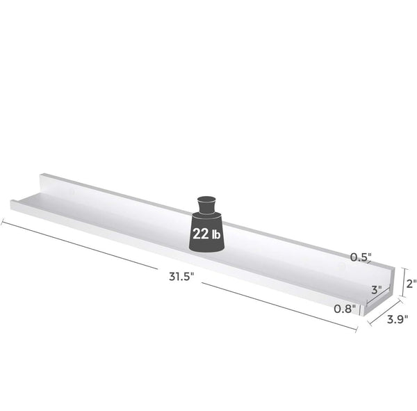 SONGMICS Floating Shelves Wall Ledge 3.9 x 31.5 Inches with Front Edge - White
