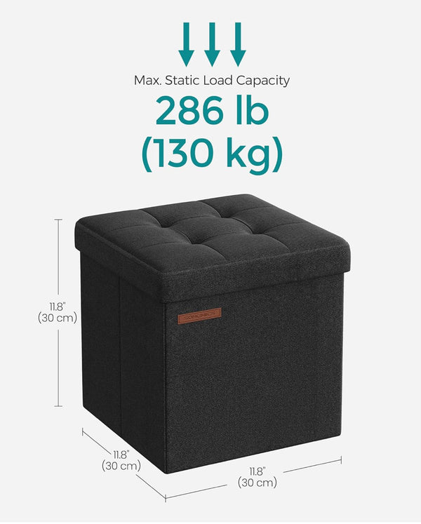 SONGMICS Foldable 12" Ottoman Foot Rest - Black