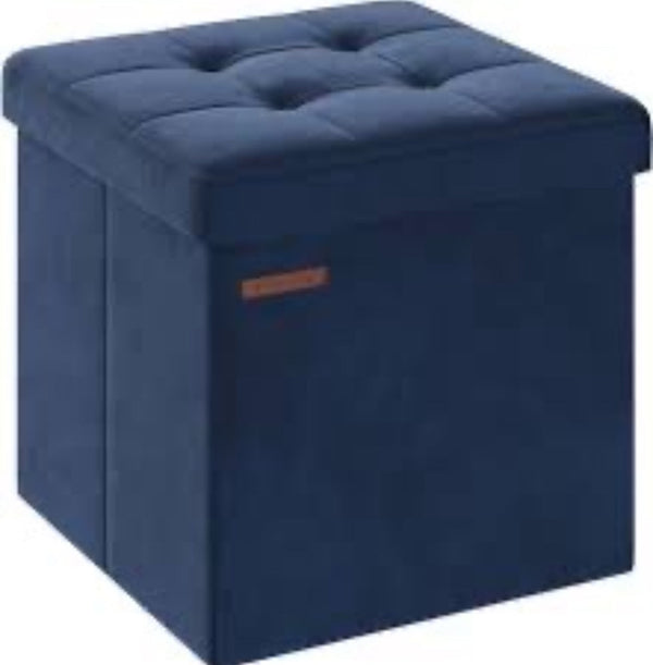 SONGMICS Foldable 15" Ottoman Foot Rest - Blue