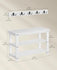 SONGMICS Coat Rack Shoe Bench 3-Tier Bamboo w/ 5 Double Metal Hooks - White