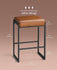 VASAGLE EKHO Collection 26" Counter Height Bar Stools Mid-Century Modern Leather w/ Stitching Set of 2 - Brown