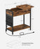 VASAGLE Side Table with Storage and Charging Station - Brown