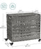 SONGMICS Laundry Hamper w/ Lid 3 Removable Liner Bags Rattan Basket w/ Wheels - Gray
