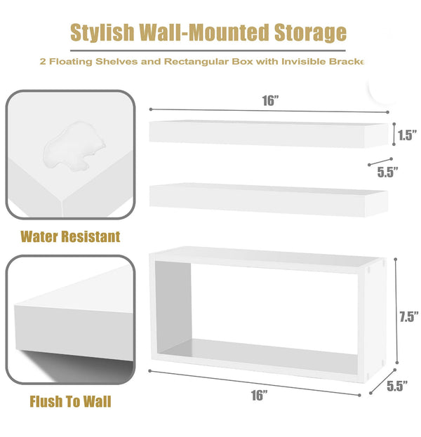 Sorbus 3pk Floating Shelves for Bathroom Shelves - White