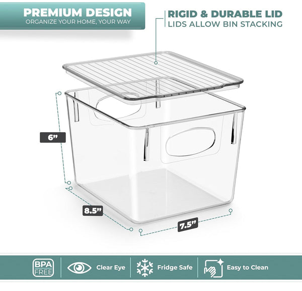 Sorbus Medium Plastic Storage Bins with Lids 4pk