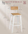 VASAGLE 29.1" Tall Barstools with Back Steel Frame Farmhouse Style - White