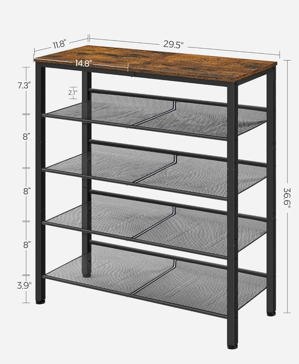 VASAGLE Shoe Rack Entryway 5-Tier Shoe Rack Organizer with Storage Shelves - Brown
