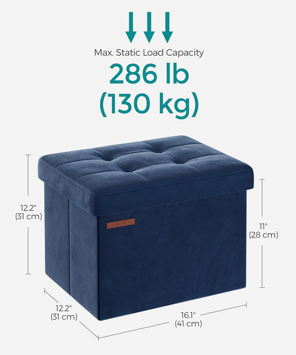 SONGMICS 16" Foldable Small Ottoman Foot Rest - Blue