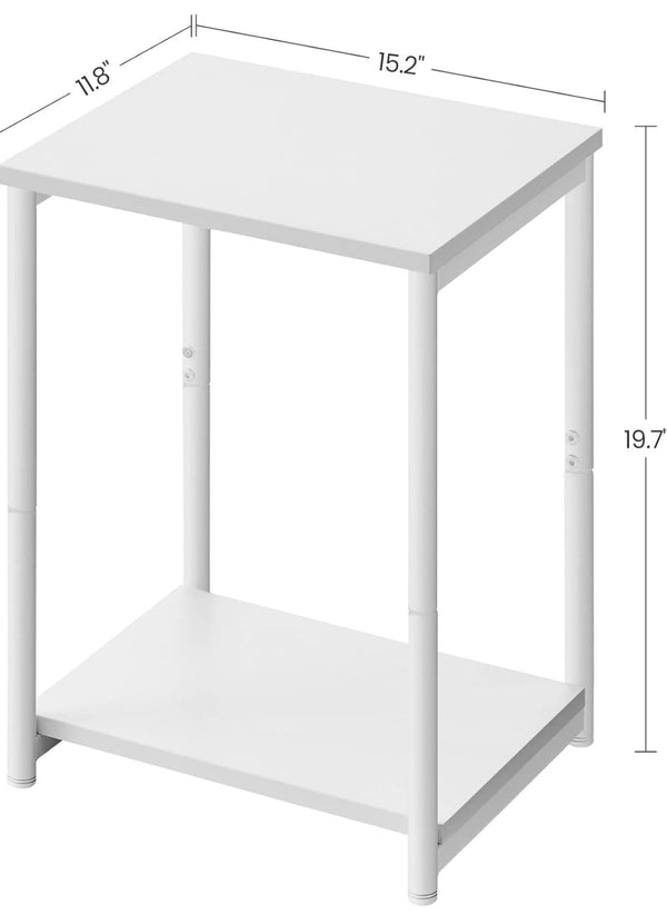 VASAGLE Small End Table Nightstand Set of 2 - White