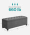 SONGMICS 43" Folding Storage Ottoman Bench Foot Rest with Metal Frame - Dark Gray