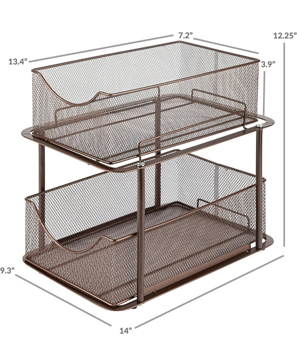 Sorbus 2 Tier Metal Under Sink Organizer - Bronze