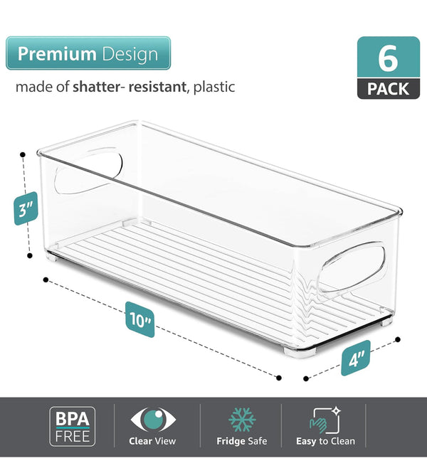 Sorbus Stackable Refrigerator Organizer Bins 6pk - Clear