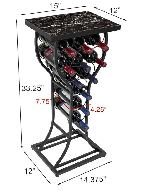 Sorbus Wine Rack Console Mini Wine Stand with Faux Black Marble Table Top