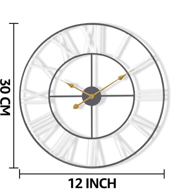 Sorbus 12" Metal Wall Clock Roman Numeral - Gray/White
