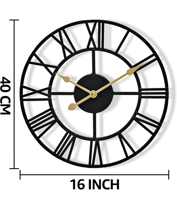 Sorbus 16" Metal Wall Clock Roman Numeral - Black