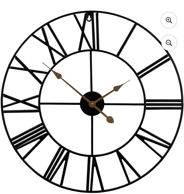Sorbus 24" Metal Wall Clock Roman Numeral - Black